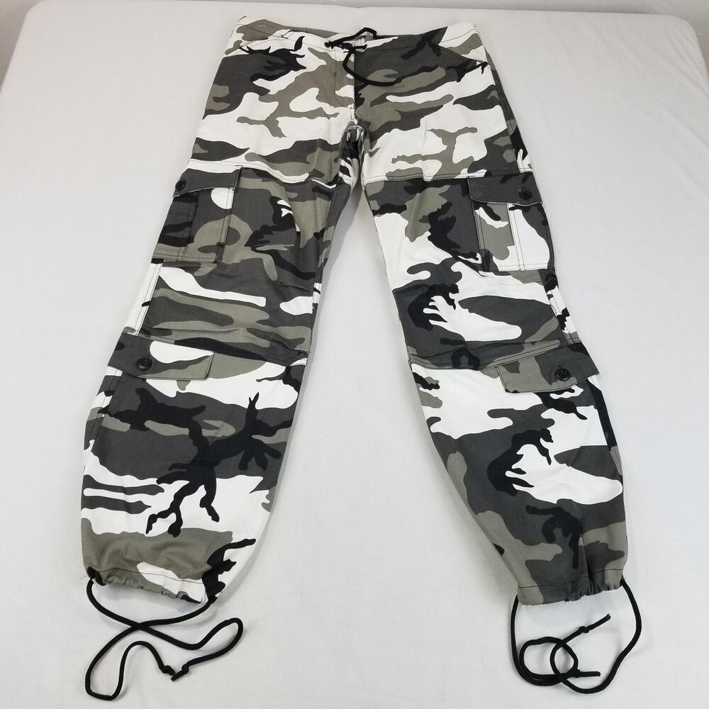 Rothco BDU Cargo Pants Mens XS Gray Camo Military Tactical Drawstring Y2K